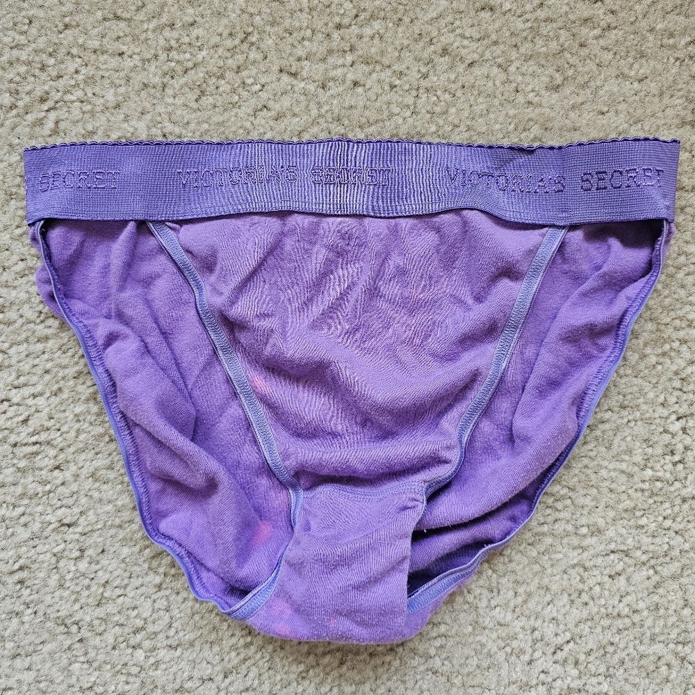 Vintage 2004 Victorias Secret 100% cotton high leg bikini logo band purple large